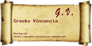 Gresko Vincencia névjegykártya